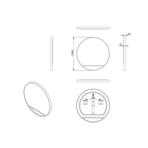 Thumbnail - TALOS Dekospiegel, rund, Ø: 60 cm - schwarz