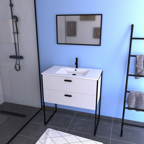 Thumbnail - Marwell Badmöbel-Set, B: 80 cm, inkl. Armatur, Sanitärkeramik-Becken - weiss