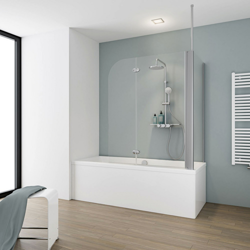 Schulte ExpressPlus Badewannenaufsatz 2-tlg. Alu Natur Klar 140x116,4cm