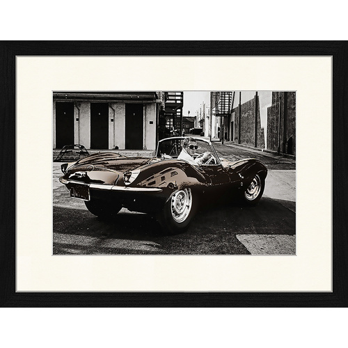 ANY IMAGE Digitaldruck »Steve McQueen, Jaguar E Type«, Rahmen: Buchenholz, Schwarz