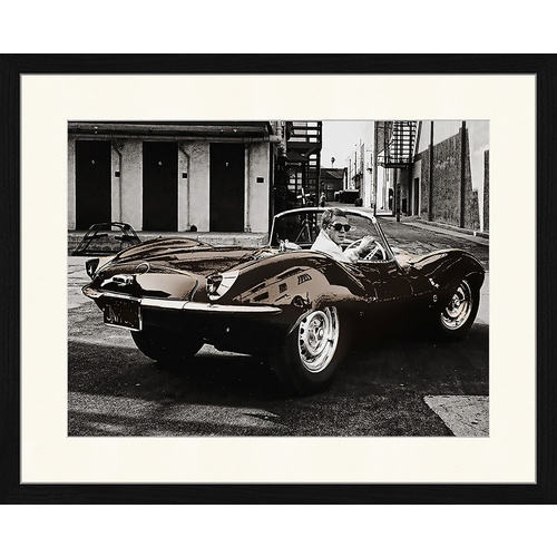 ANY IMAGE Digitaldruck »Steve McQueen, Jaguar E Type«, Rahmen: Buchenholz, Schwarz