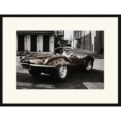 ANY IMAGE Digitaldruck »Steve McQueen, Jaguar E Type«, Rahmen: Buchenholz, Schwarz