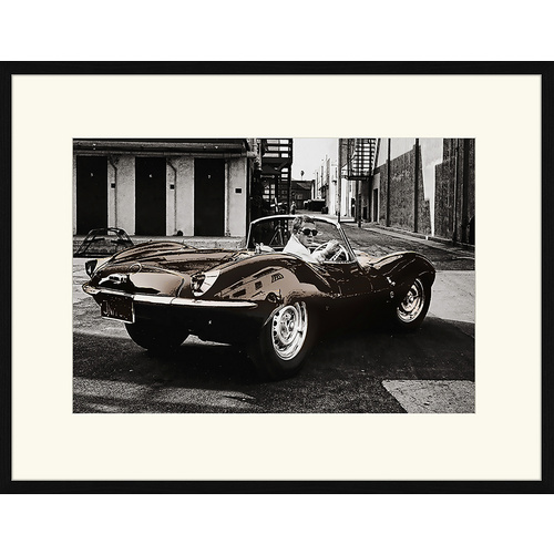 ANY IMAGE Digitaldruck »Steve McQueen, Jaguar E Type«, Rahmen: Buchenholz, Schwarz