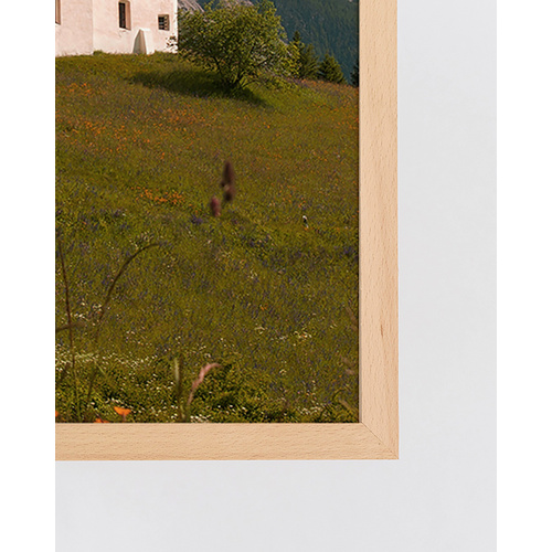 ANY IMAGE Digitaldruck »Kirche in die Alpen«, Rahmen: Buchenholz, natur - braun