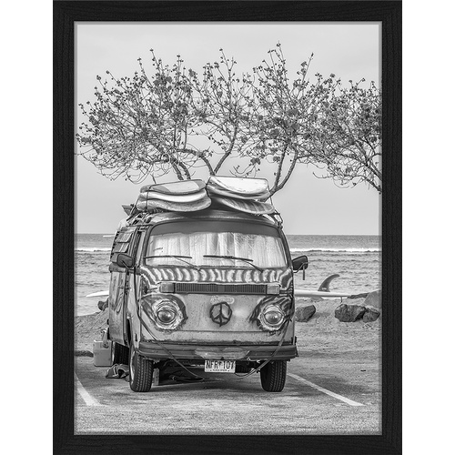 ANY IMAGE Digitaldruck »Vintage VW Busse«, Rahmen: Buchenholz, Schwarz