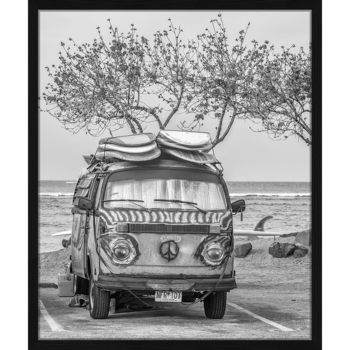 ANY IMAGE Digitaldruck »Vintage VW Busse«, Rahmen: Buchenholz, Schwarz