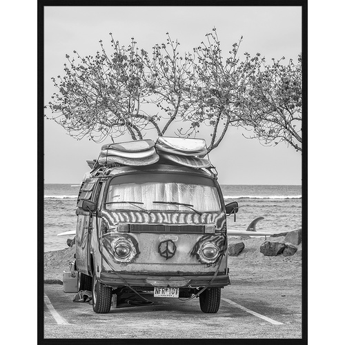 ANY IMAGE Digitaldruck »Vintage VW Busse«, Rahmen: Buchenholz, Schwarz