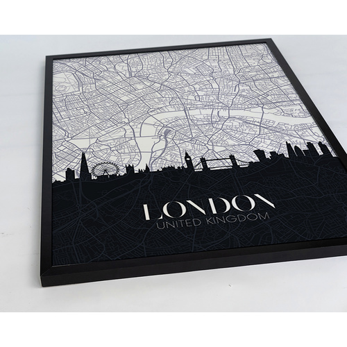 Thumbnail - ANY IMAGE Digitaldruck »Stadtplan London«, Rahmen: Buchenholz, Schwarz