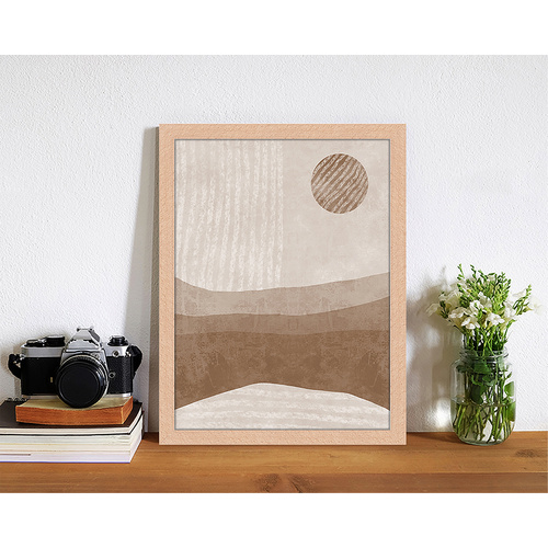 ANY IMAGE Digitaldruck »Landschaft in Beige«, Rahmen: Buchenholz, natur - braun