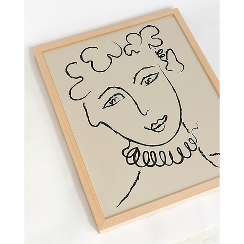 Thumbnail - ANY IMAGE Digitaldruck »Linien Kunst Frau II«, Rahmen: Buchenholz, natur - braun