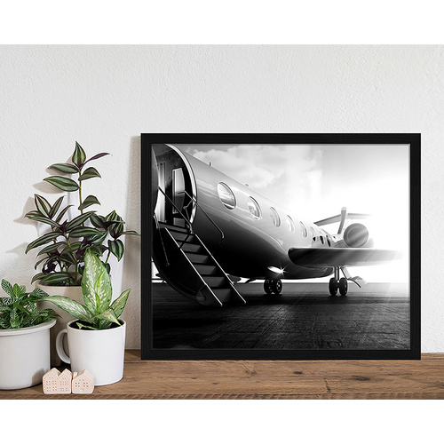 Thumbnail - ANY IMAGE Digitaldruck »Privatjet«, Rahmen: Buchenholz, Schwarz