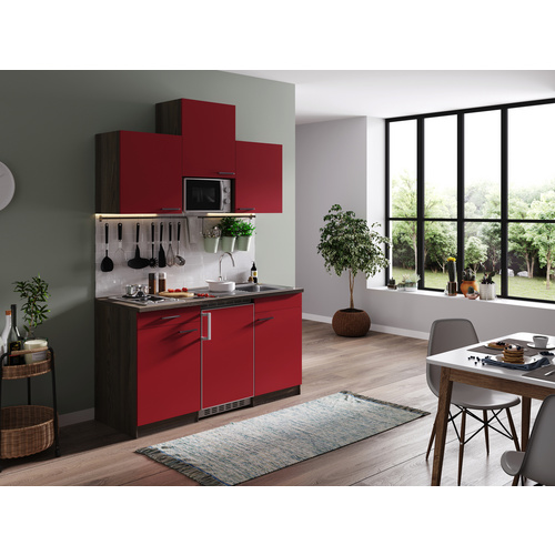 Respekta Küchenzeile KB150EYRMI 150 cm Rot-Eiche York Nachbildung