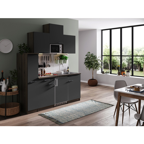 Respekta Küchenzeile KB180EYGMIC 180 cm Grau-Eiche York Nachbildung