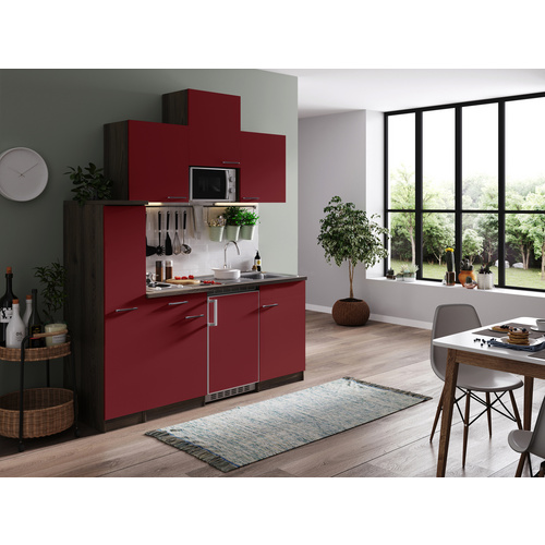 Respekta Küchenzeile KB180EYRMI 180 cm Rot-Eiche York Nachbildung