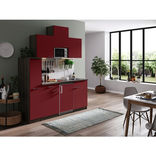 Respekta Küchenzeile KB180EYRMIC 180 cm Rot-Eiche York Nachbildung