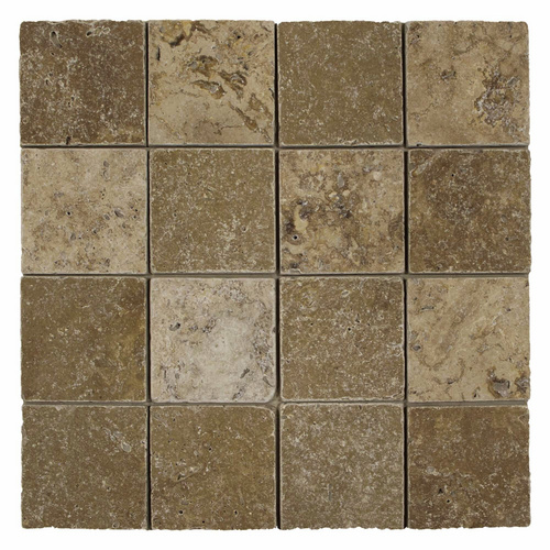 Thumbnail - WOHNRAUSCH Wand- und Bodenfliese »Keona Brown«, LxBxH: 10 x 10 x 1 cm, (0,5 m²), Travertin, braun/beige, matt, getrommel...