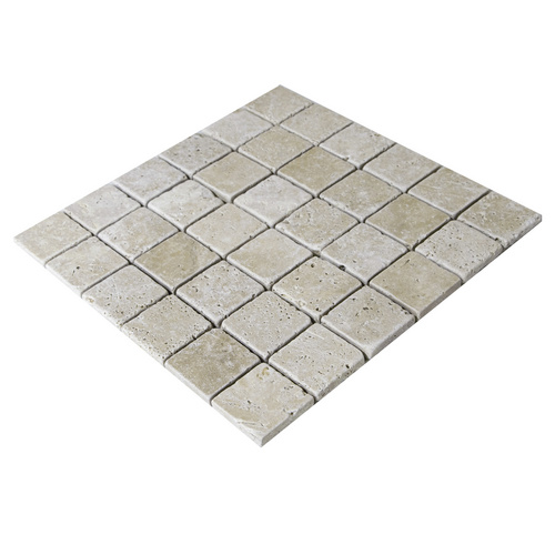 WOHNRAUSCH Mosaikmatte BxLxH: 30,5 x 30,5 x 1 cm, Fliesengröße: 4,8 x 4,8 cm, Travertin, beige