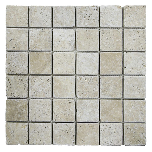 WOHNRAUSCH Mosaikmatte BxLxH: 30,5 x 30,5 x 1 cm, Fliesengröße: 4,8 x 4,8 cm, Travertin, beige