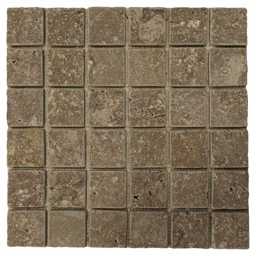 WOHNRAUSCH Mosaikmatte BxLxH: 30,5 x 30,5 x 1 cm, Fliesengröße: 4,8 x 4,8 cm, Travertin, braun/beige