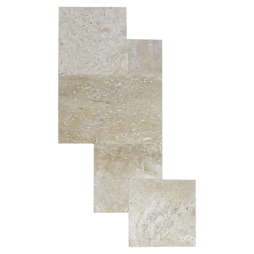 Thumbnail - WOHNRAUSCH Terrassenplatten »Tosca Light«, 0,74 m², Römischer Verband, Travertin, beige