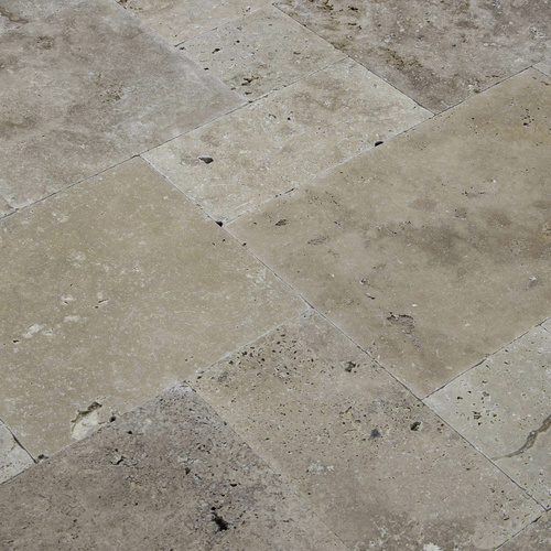 Thumbnail - WOHNRAUSCH Terrassenplatten »Tosca Ecomix«, 0,74 m², Römischer Verband, Travertin, beige/braun