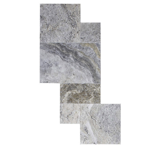 Thumbnail - WOHNRAUSCH Terrassenplatten »Mudra«, 0,74 m², Römischer Verband, Travertin, grau/beige