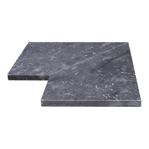 Thumbnail - WOHNRAUSCH Beckenrandsteine »Pandora Blue«, LxBxH: 61 x 61 x 3 cm, Kalkstein, grau/blau, Eckstück 2-teilig, gefast - gra...