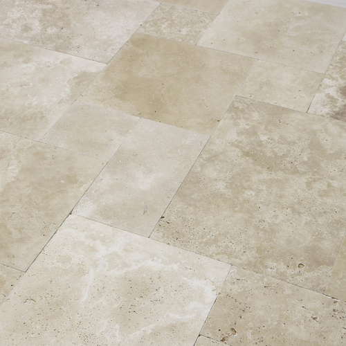 Thumbnail - WOHNRAUSCH Wand- und Bodenfliese »Tosca Cream«, 0,74 m², Römischer Verband, Travertin, beige, matt, getrommelt
