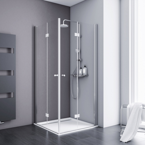 Schulte Eckdusche mit Drehfalttür Alexa Style 2.0 teilgerahmt, aluminiumfarben, 100 x 192 x 100 cm