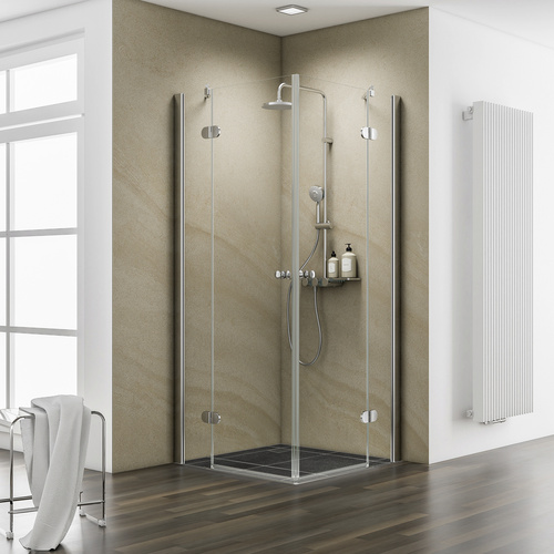 Schulte Eckdusche mit Drehtür MasterClass teilgerahmt, Chromoptik, 90 x 200 x 90 cm