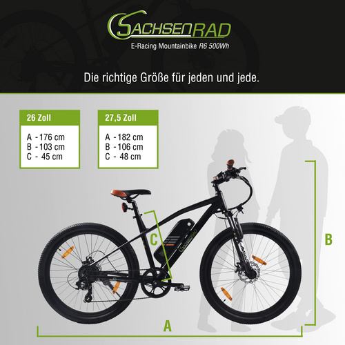 SachsenRad E-Bike »R6 E-Racing«, 26 Zoll, 7-Gang - schwarz