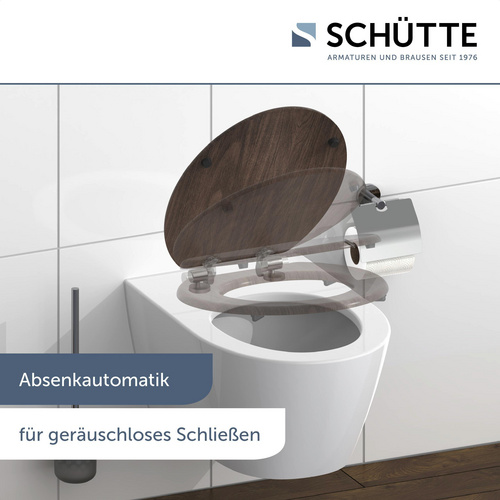 SCHÜTTE WC-Sitz »DARK WOOD«, MDF, oval, mit Softclose-Funktion - braun