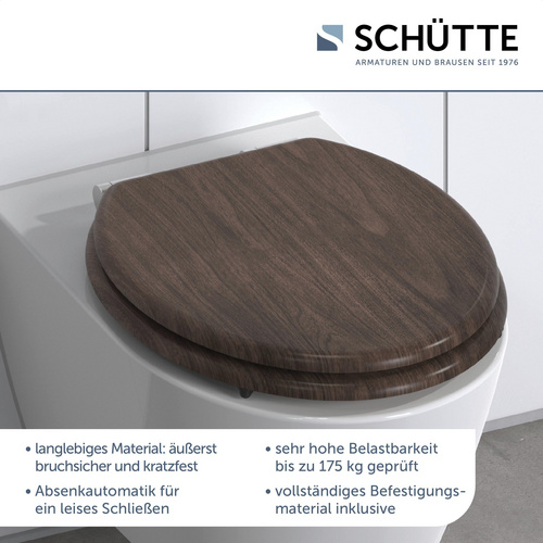 Thumbnail - SCHÜTTE WC-Sitz »DARK WOOD«, MDF, oval, mit Softclose-Funktion - braun