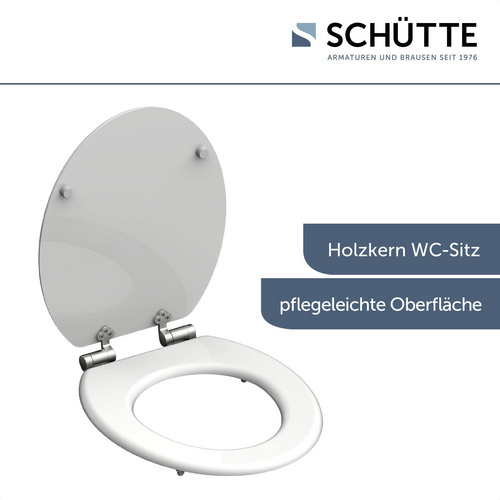 SCHÜTTE WC-Sitz »WHITE«, holzkern, oval, mit Softclose-Funktion - weiss