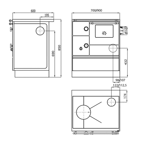 WESTMINSTER Holzherd »K176A«, Stahl, 5...