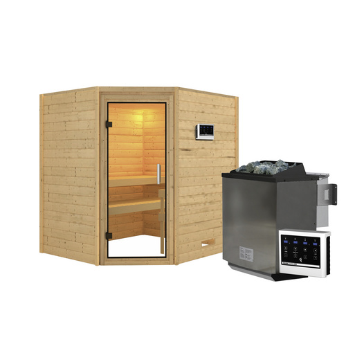 KARIBU Sauna »Mia«, inkl. 9 kW Bio-Kom... KARIBU Sauna »Mia«, inkl. 9 kW Bio-Kom...