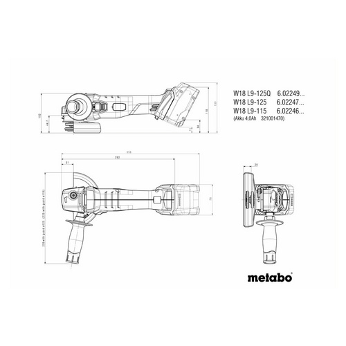 Thumbnail - METABO Akku-Winkelschleifer »W 18 L 9-125«, 18 V, ohne Akku - gruen