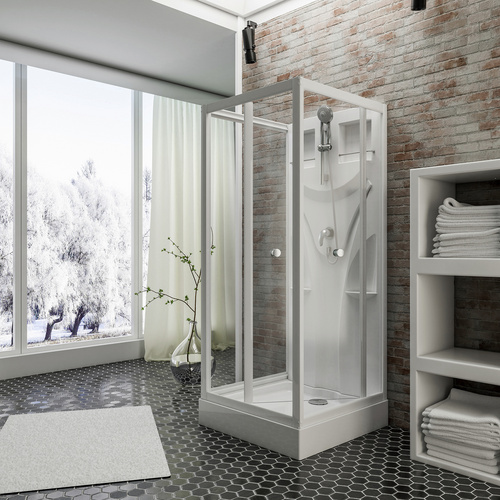 Schulte ExpressPlus Komplettdusche Juist mit Schiebetür Weiß 190x80x80cm