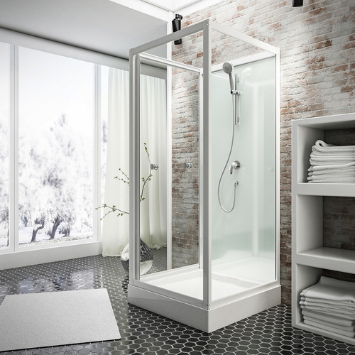 Schulte Komplettdusche mit Gleittür Juist II teilgerahmt, weiß, 80 x 80 x 210 cm