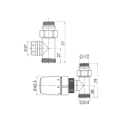 SCHULTE Thermostat-Set, BxHxL: 79 x 43 x 43 mm, chromfarben - silberfarben