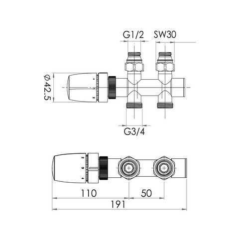 SCHULTE Thermostat-Set, BxHxL: 80 x 191 x 43 mm, chromfarben - silberfarben