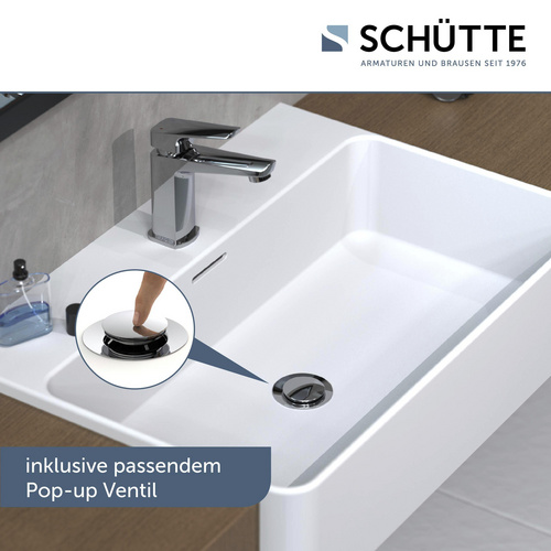 Thumbnail - SCHÜTTE Waschtischarmatur »RAVEN«, Messing, glänzend, ½", inkl. Ablaufgarnitur - silberfarben