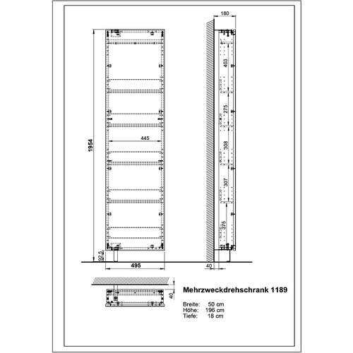 Thumbnail - Drehschrank BxHxL: 50 x 196 x 18 cm, kaschiert/Touchwood - beige