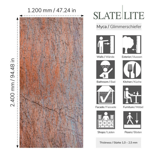 Thumbnail - SlateLite Schieferfurnier »Cobre«, bunt, Leicht-Schiefer - grau