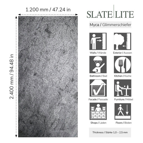 Thumbnail - SlateLite Schieferfurnier »Silver Grey«, bunt, Leicht-Schiefer - grau
