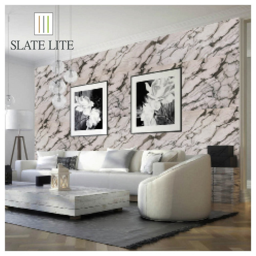 Thumbnail - SlateLite Marmorsteinfurnier »Mystic White«, bunt, Leicht-Schiefer - grau