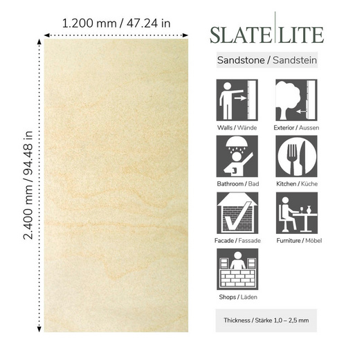 Thumbnail - SlateLite Sandsteinfunier »Clear White Stripes«, bunt, Leicht-Schiefer - grau