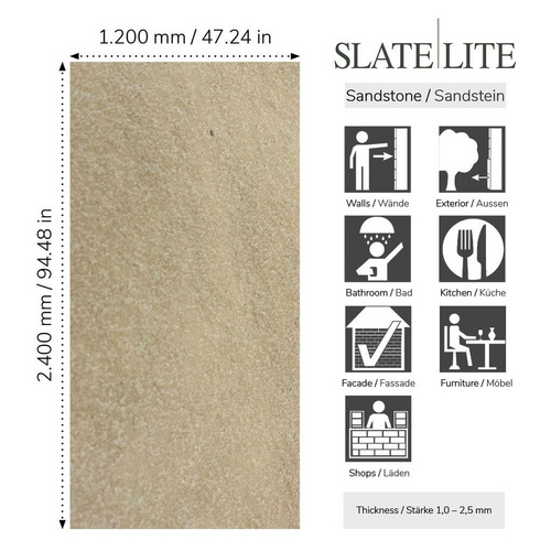 SlateLite Sandsteinfunier »Clear White«, bunt, Leicht-Schiefer - grau