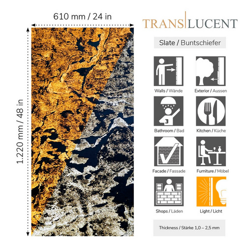 Thumbnail - SlateLite Schieferfurnier »Translucent Tan«, bunt, Leicht-Schiefer - grau