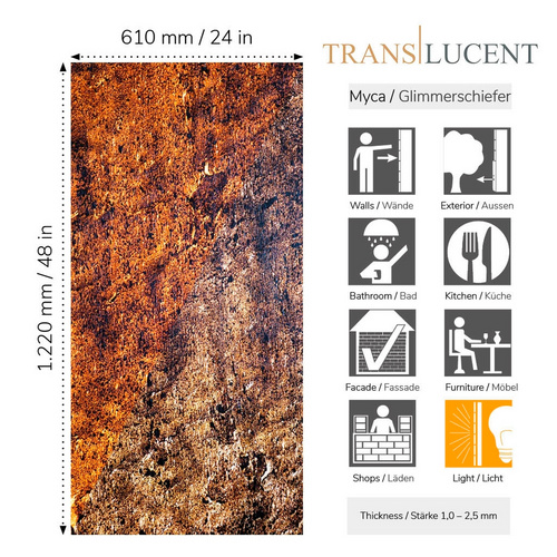 Thumbnail - SlateLite Schieferfurnier »Translucent Cobre New«, bunt, Leicht-Schiefer - grau